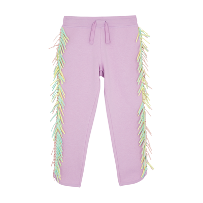 Stella Mccartney Kids' Fringed Cotton Jersey Sweatpants In Lilac