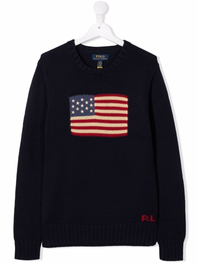 POLO RALPH LAUREN THE ICONIC FLAG COTTON JUMPER