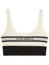 Palm Angels Intarsia-knit Logo Bra Top In Black