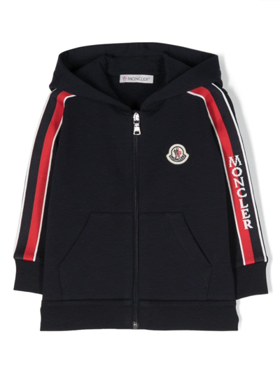 Moncler Kids' Sweatshirt With Logoed Bands In Blu