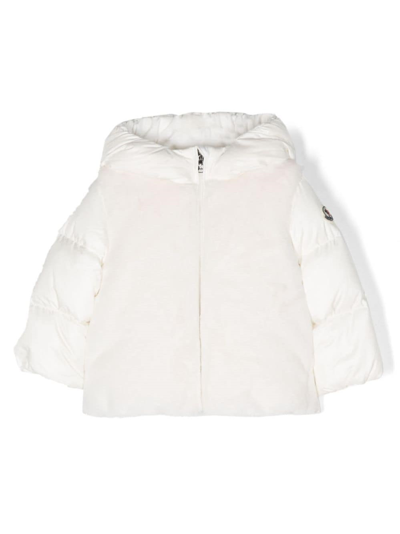 Moncler Kids' White Natas Jacket For Baby Girl With Logo