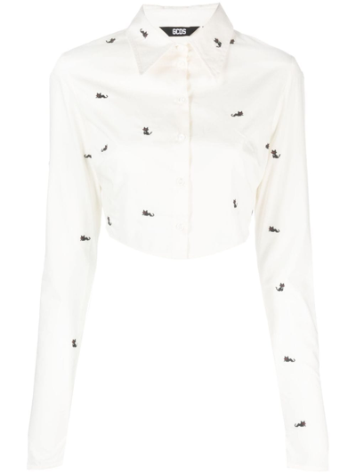 Gcds Kittho Cropped Shirt In White