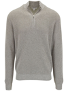 Peter Millar Crown Comfort Interlock Stripe Cotton Blend Quarter Zip Pullover In Grey