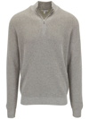 Peter Millar Crown Comfort Interlock Stripe Cotton Blend Quarter Zip Pullover In Light Grey