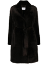 YVES SALOMON BELTED SINGLE-BREASTED COAT