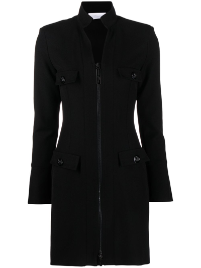 Genny Zip-up Tailored Minidress In Black