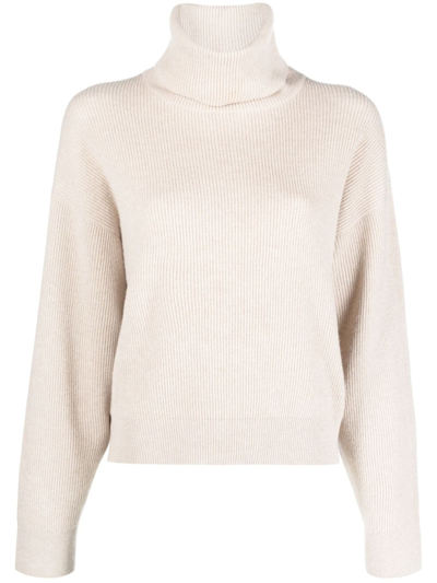 Brunello Cucinelli Ribbed-knit Wool-blend Jumper In Neutrals