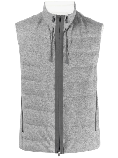 Zegna Oasi Cashmere Padded Vest In Grey