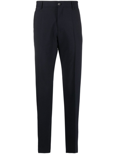 Hugo Boss Mid-rise Tapered Tailored Trousers In Blue