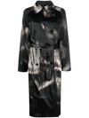 LOUISA BALLOU ABSTRACT-PATTERN DOUBLE-BREASTED TRENCHCOAT