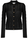 Bally Monogram-jacquard Wool Cardigan In Black
