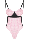 Gcds Sequin-embellished Tweed Bodysuit In Pink