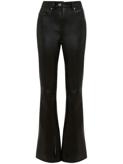 Jw Anderson Four-pocket Leather Flared Trousers In Black