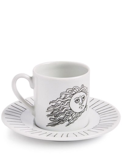 Fornasetti Solitario Porcelain Coffee Cup In Bia