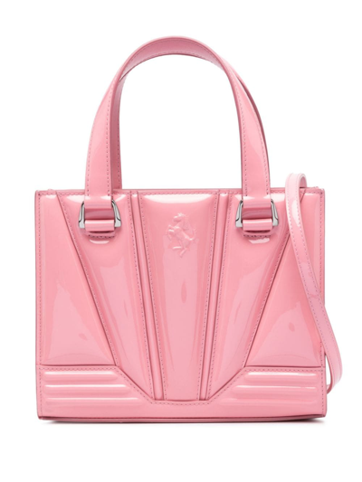 Ferrari Logo-embossed Patent-leather Tote Bag In Pink