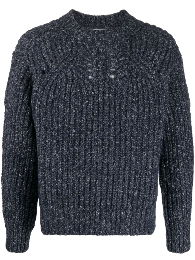 Marant Ribbed-knit Long-sleeved Jumper In Blue
