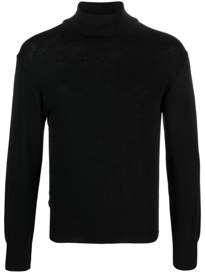 Lemaire Black Roll Neck Wool Sweater