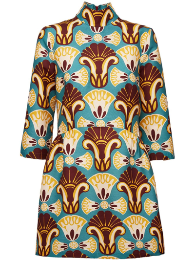 La Doublej Juliet Graphic-print Minidress In Brown