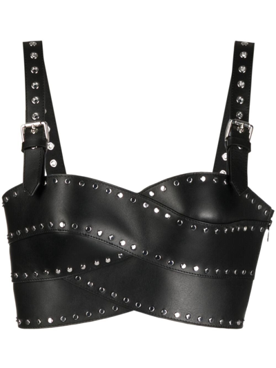 Monse Stud-detail Leather Bustier Top In Black
