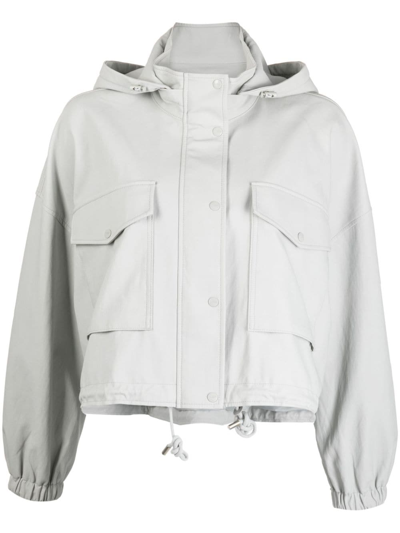 Studio Tomboy Cropped Drawstring-hoodie Jacket In Grey