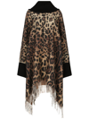 Dolce & Gabbana Leopard-print Fringed Poncho In Brown