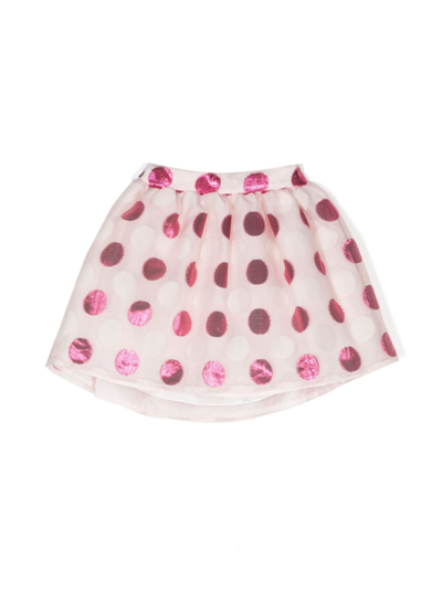 Hucklebones London Kids' Polka Dot-print Pleated Skirt In Pink