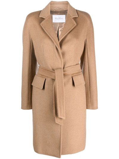 Max Mara Bingo Camel-hair Mid Coat In Neutrals