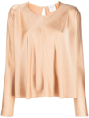 Forte Forte Forte_forte Silk Satin Roundneck Shirt In Neutrals