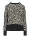 Caractere Caractère Woman Sweater Dove Grey Size Xl Virgin Wool, Alpaca Wool, Polyamide, Wool In Black