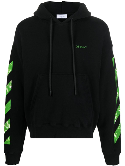 Off-white Cotton Diagonals Hoodie In Black