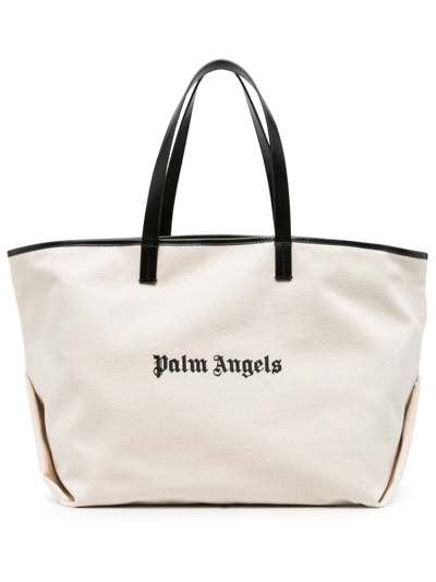 PALM ANGELS LOGO-PRINT CANVAS TOTE BAG