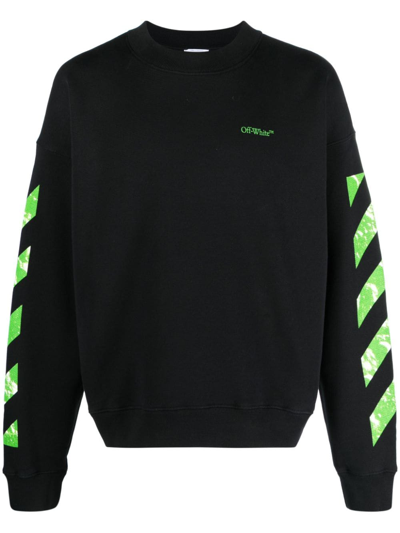 Off-white Logo-print Cotton-jersey Sweatshirt In ブラック