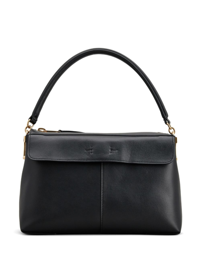 Tod's Logo-plaque Leather Shoulder Bag In Black