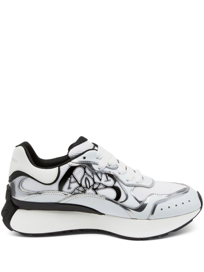 Alexander Mcqueen Sprint Runner Leather-trimmed Sneakers In White