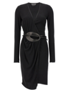 TOM FORD LEATHER JERSEY DRESS DRESSES BLACK