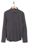 Soul Of London Microfiber Button-up Shirt In Charcoal
