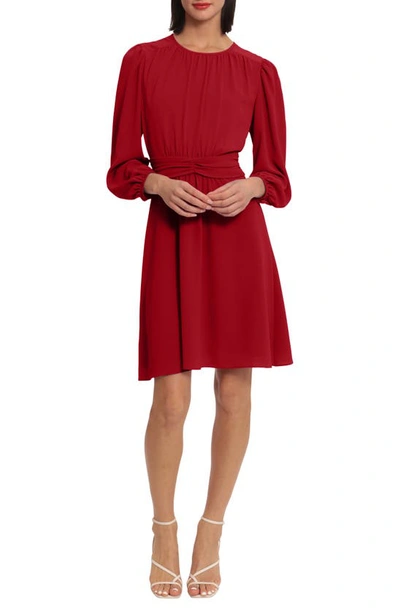 Donna Morgan Ruched Waist Fit & Flare Dress In Equestrian Red