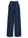 Self-portrait Stitched High-rise Wide-leg Jeans