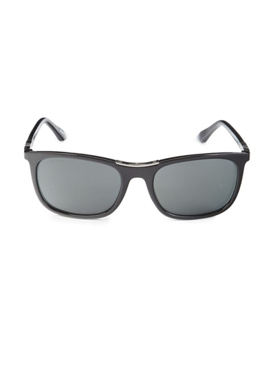 Longines Men's 58mm Rectangular D-frame Sunglasses In Black