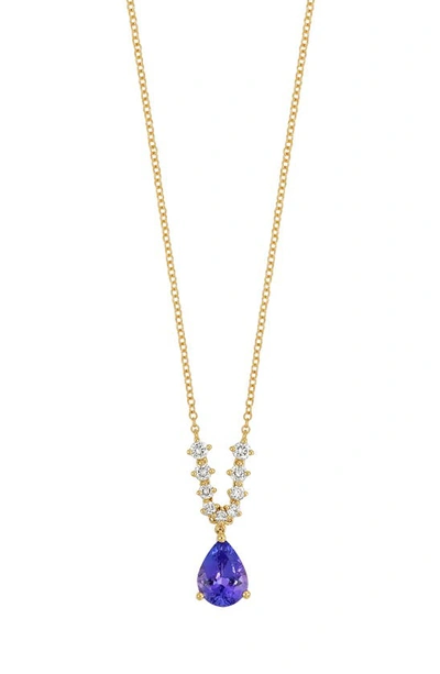Bony Levy Iris Tanzanite & Diamond Pendant Necklace In 18k Yellow Gold