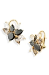 Judith Leiber Large Cubic Zirconia Cluster Earrings In Gold Black Clr Ombre
