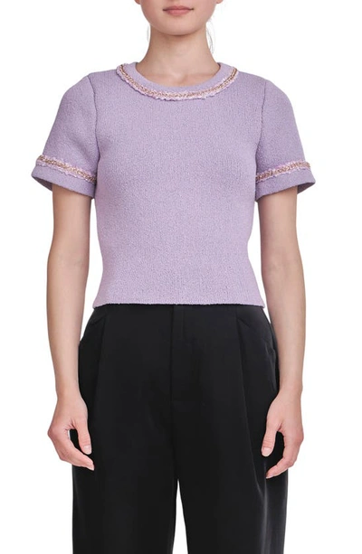 Endless Rose Women's Chain Trim Knit Short Sleeve Top In Lilac