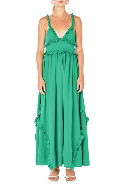 Endless Rose Ruffle Open Back Maxi Dress In Kelly Green | ModeSens