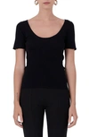 Endless Rose Women's Ribbed Short Sleeve Top In Black