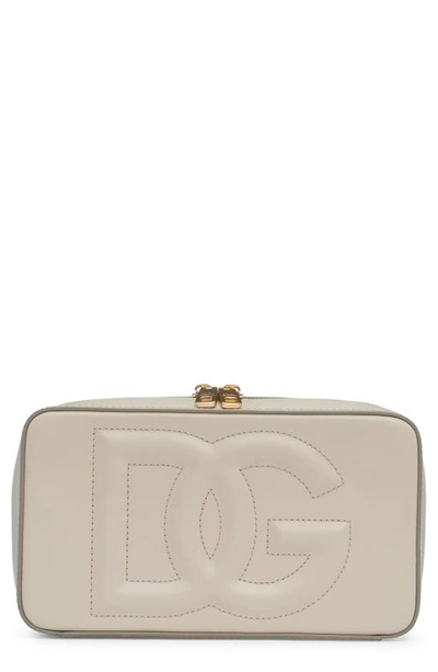Dolce & Gabbana Dg Logo Leather Camera Crossbody Bag In Ivory