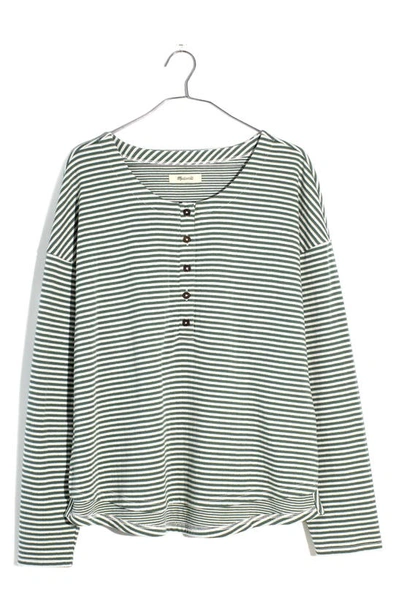 Madewell Hopscotch Stripe Henley T-shirt In Simply Sage