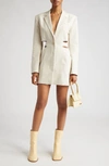 JACQUEMUS THE BARI CUTOUT LONG SLEEVE COTTON & LINEN BLAZER MINIDRESS