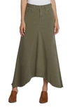 Wash Lab Denim Selma Pieced Asymmetric Denim Maxi Skirt In Dusty Green