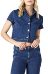 Mavi Jeans Keyla Crop Denim Shirt In Dark Feather Blue