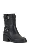 Vince Camuto Vergila Womens Buckle Ankle Motorcycle Boots In Black Leather